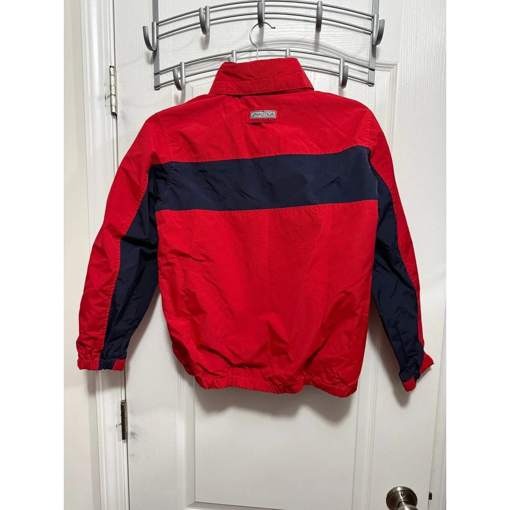 Kids Nautica Red‎ Navy Blue Windbreaker Jacket Size M 10 12 Zip Up Logo